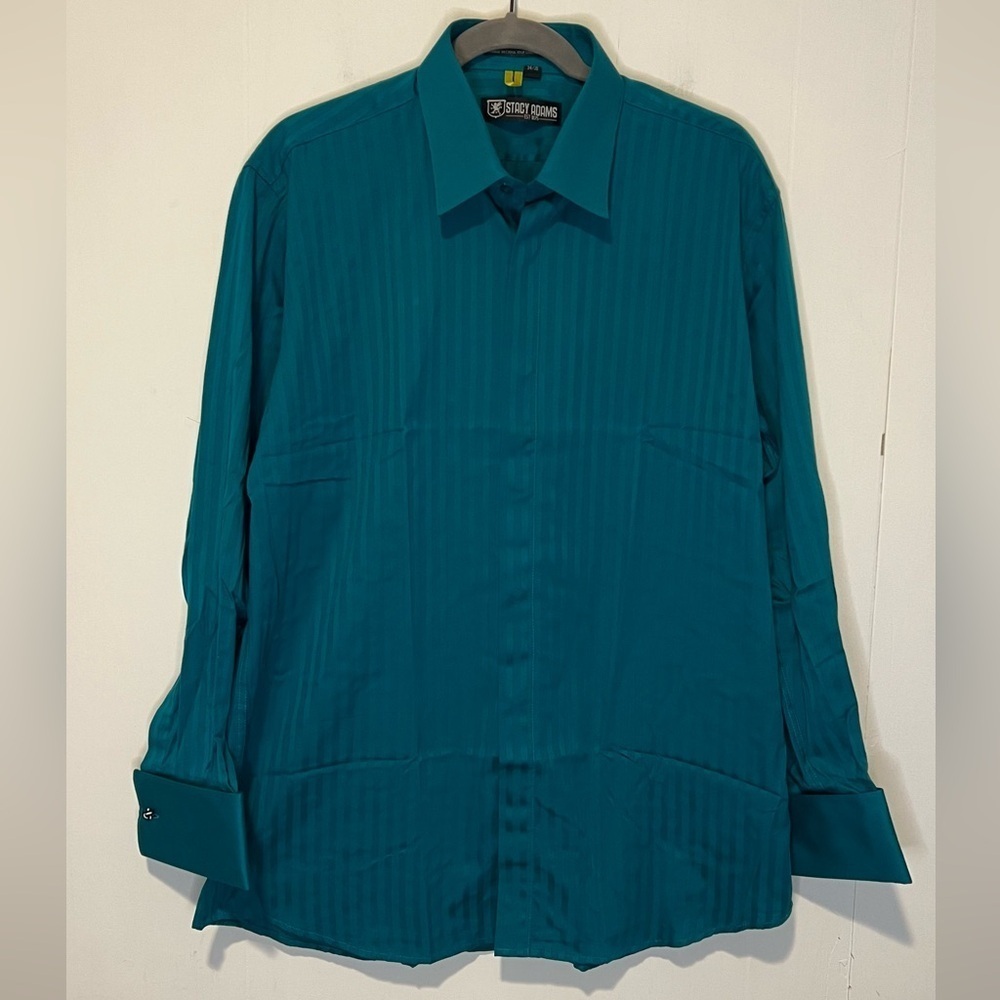 Stacy Adam’s Men’s Teal Button Up Dress Shirt 1009